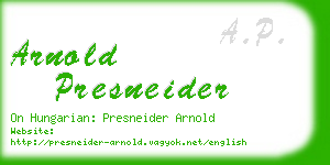 arnold presneider business card